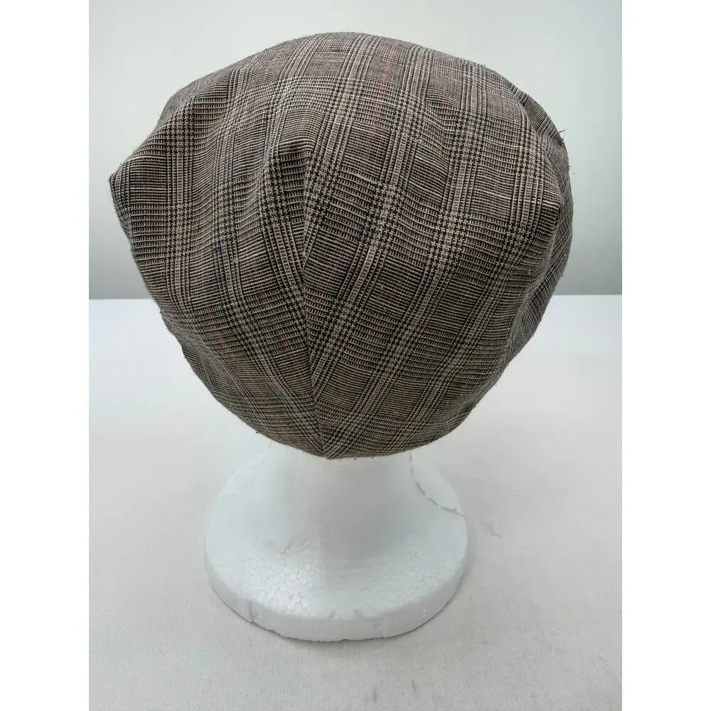Mallory by Stetson Vintage Women’s Newsboy Hat Gray Pink Glen Plaid Union Made